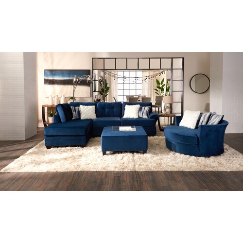Cordelle 2-Piece Sectional with Left-Facing Chaise and Swivel Chair Set - Blu