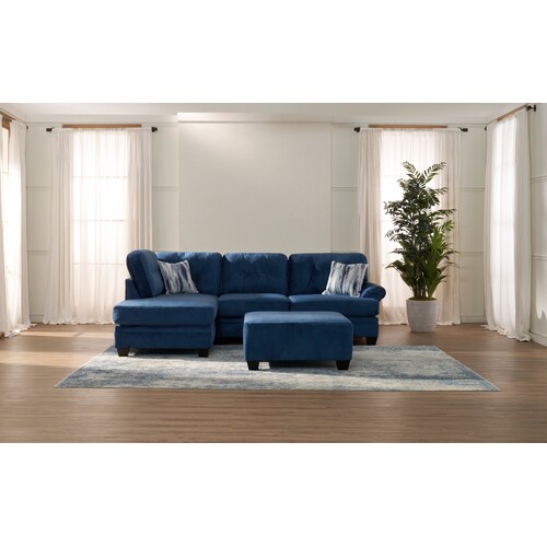Cordelle 2-Piece Sectional with Left-Facing Chaise and Ottoman - Blu