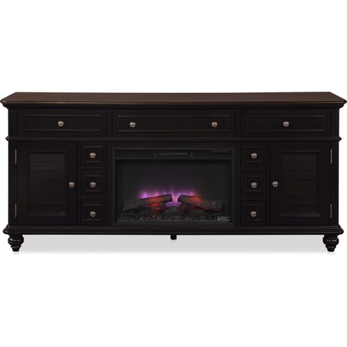 Charleston 74 Fireplace TV Stand - Blac