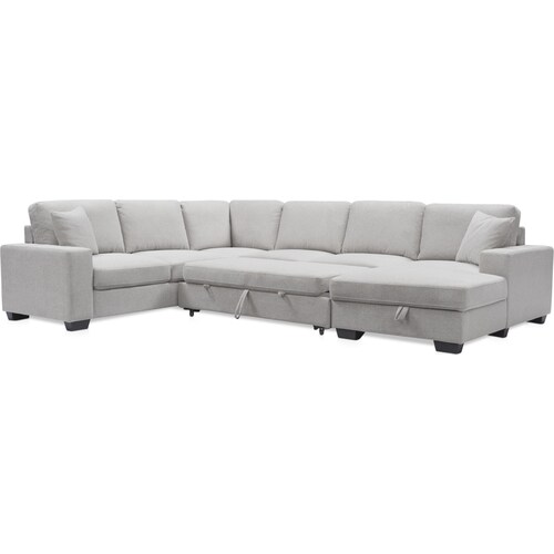 Milo 4-Piece Sleeper Sectional with Right-Facing Chaise - Light Gra