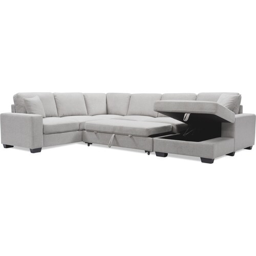 Milo 4-Piece Sleeper Sectional with Right-Facing Chaise - Light Gra