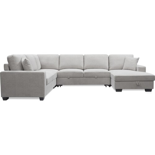 Milo 4-Piece Sleeper Sectional with Right-Facing Chaise - Light Gra