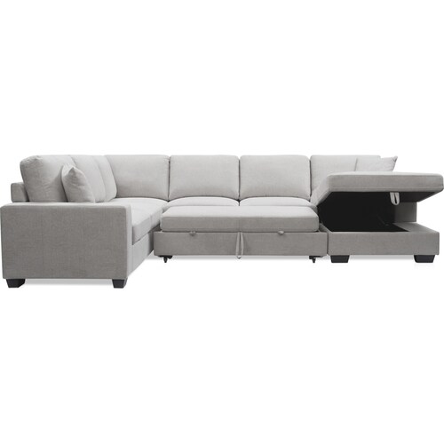 Milo 4-Piece Sleeper Sectional with Right-Facing Chaise - Light Gra