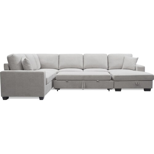 Milo 4-Piece Sleeper Sectional with Right-Facing Chaise - Light Gra