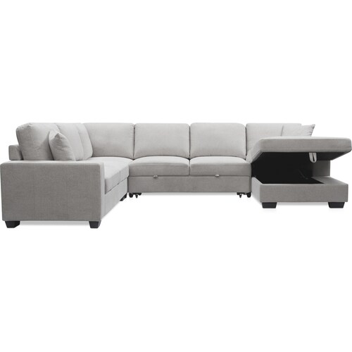 Milo 4-Piece Sleeper Sectional with Right-Facing Chaise - Light Gra