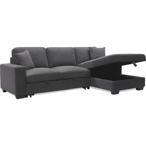 Milo 2-Piece Sleeper Sectional with Right-Facing Chaise - Charcoa