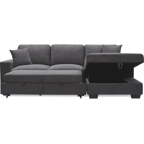 Milo 2-Piece Sleeper Sectional with Right-Facing Chaise - Charcoa