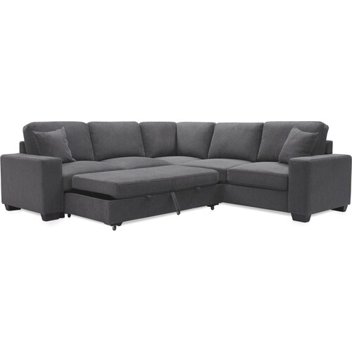 Milo 3-Piece Sleeper Sectional with Right-Facing Loveseat - Charcoa