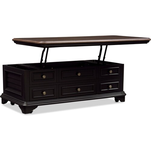 Charleston Lift-Top Coffee Table - Blac