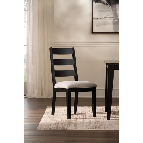 Maxwell Upholstered Dining Chair - Black - Wood Leg