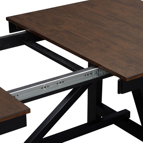 Maxwell Solid Wood Trestle Extendable Dining Table - Blac 4 Maxwell Solid Wood Trestle Extendable Dining Table - Blac