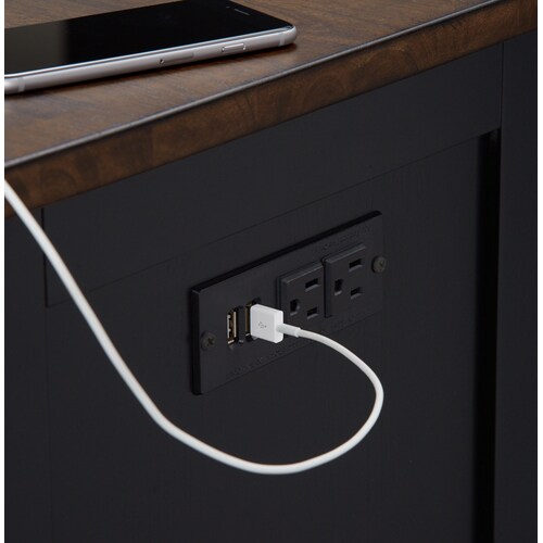 Maxwell Solid Wood Server with USB Charging - Blac