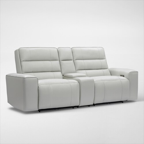 Hartley 3-Piece Dual-Power Reclining Sofa with Console - Light Gra