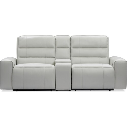 Hartley 3-Piece Dual-Power Reclining Sofa with Console - Light Gra