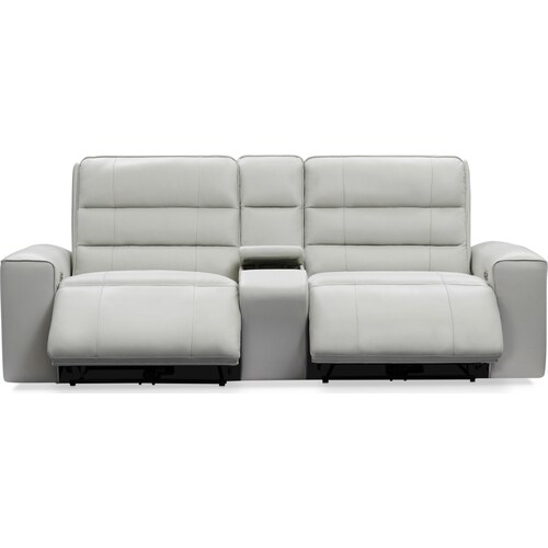 Hartley 3-Piece Dual-Power Reclining Sofa with Console - Light Gra 3 Hartley 3-Piece Dual-Power Reclining Sofa with Console - Light Gra
