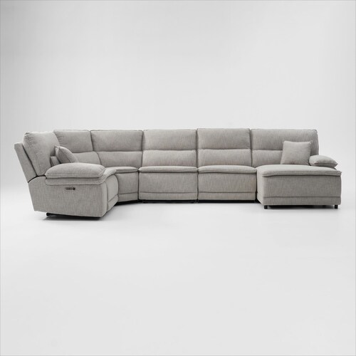 Brookdale 5-Piece Dual-Power Reclining Sectional with Right-Facing Chaise and 2 Reclining Seat