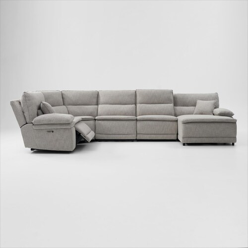Brookdale 5-Piece Dual-Power Reclining Sectional with Right-Facing Chaise and 2 Reclining Seat
