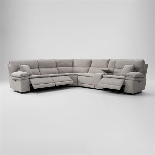 Brookdale 6-Piece Dual-Power Reclining Sectional with 3 Reclining Seats & Consol