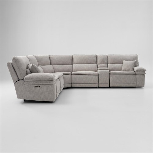 Brookdale 6-Piece Dual-Power Reclining Sectional with 3 Reclining Seats & Consol