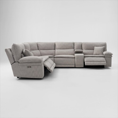 Brookdale 6-Piece Dual-Power Reclining Sectional with 3 Reclining Seats & Consol