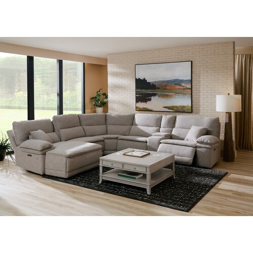 Brookdale 6-Piece Dual-Power Reclining Sectional with Right-Facing Chaise and 2 Reclining Seat
