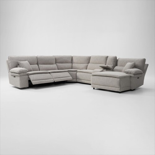Brookdale 6-Piece Dual-Power Reclining Sectional with Right-Facing Chaise and 2 Reclining Seat