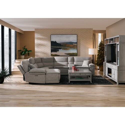 Brookdale 6-Piece Dual-Power Reclining Sectional with Right-Facing Chaise and 2 Reclining Seat