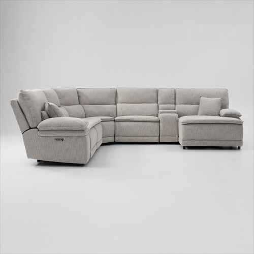 Brookdale 6-Piece Dual-Power Reclining Sectional with Right-Facing Chaise and 2 Reclining Seat