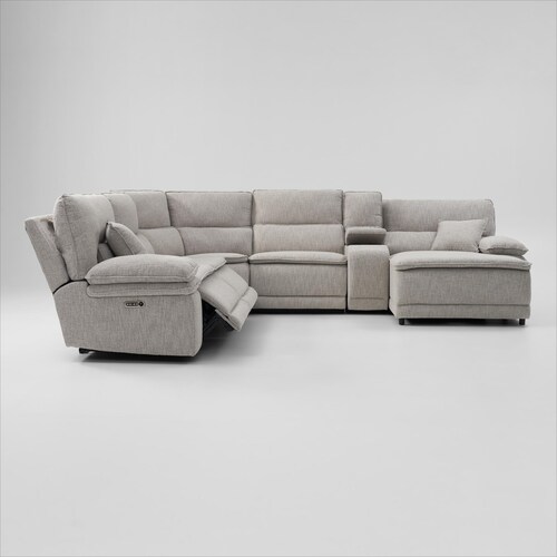 Brookdale 6-Piece Dual-Power Reclining Sectional with Right-Facing Chaise and 2 Reclining Seat