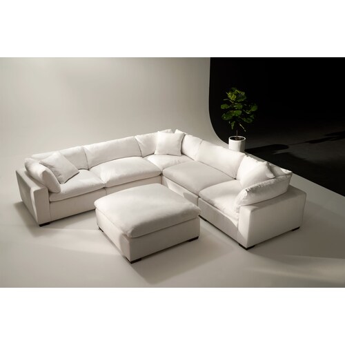 Plush Feathered Comfort 5-Piece Sectional and Ottoman - Anders Ivor
