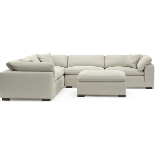 Plush Feathered Comfort 5-Piece Sectional and Ottoman - Anders Ivor 3 Plush Feathered Comfort 5-Piece Sectional and Ottoman - Anders Ivor