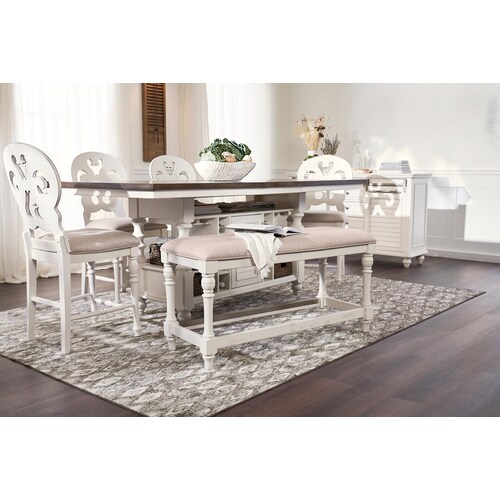 Charleston Counter-Height Bench - Whit