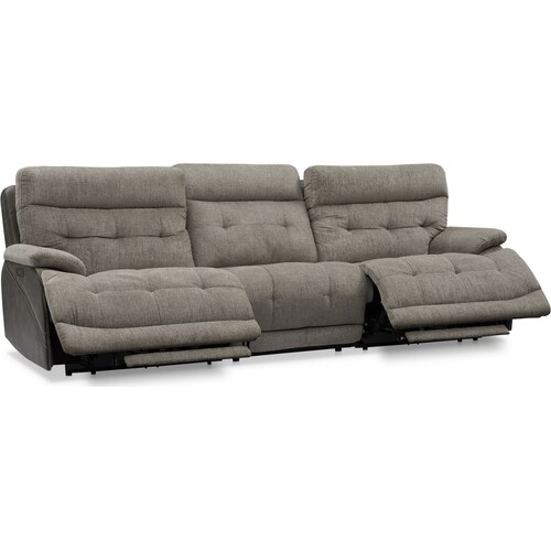 Beckett 3-Piece Dual-Power Reclining Sofa with 2 Reclining Seats - Gra