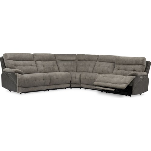 Beckett 5-Piece Dual-Power Reclining Sectional with 3 Reclining Seats - Gra