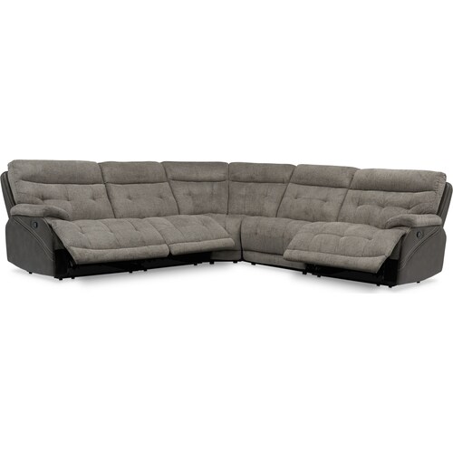 Beckett 5-Piece Manual Reclining Sectional with 3 Reclining Seats - Gra