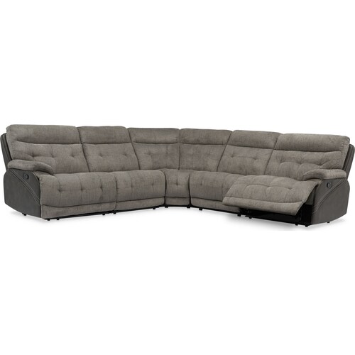 Beckett 5-Piece Manual Reclining Sectional with 3 Reclining Seats - Gra