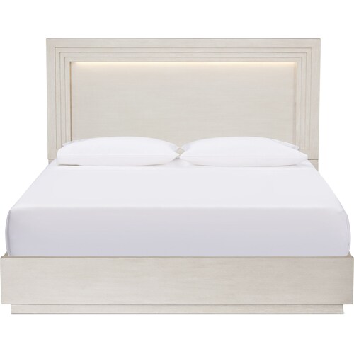 Arielle Queen Panel Bed - Parchmen