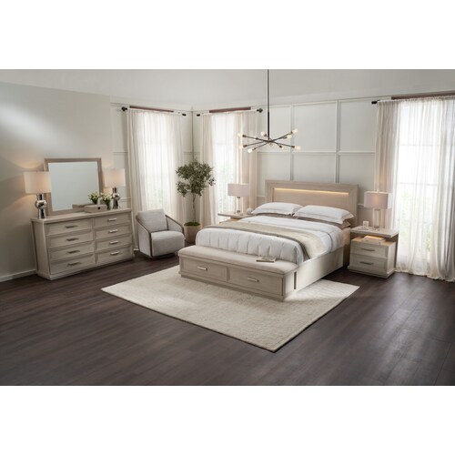 Arielle Queen Storage Bed - Parchmen
