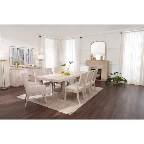 Arielle Extendable Dining Table, 4 Side Chairs and 2 Host Chairs - Parchmen