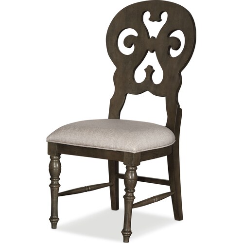 Charleston Round Dining Table and 4 Scroll-Back Dining Chairs - Gra 3 Charleston Round Dining Table and 4 Scroll-Back Dining Chairs - Gra