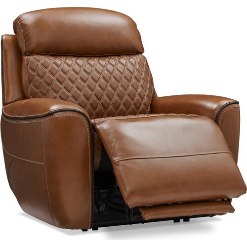 Cabrera Dual-Power Leather Recliner - Brow
