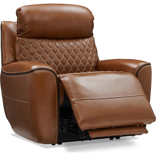 Cabrera Dual-Power Leather Recliner - Brow