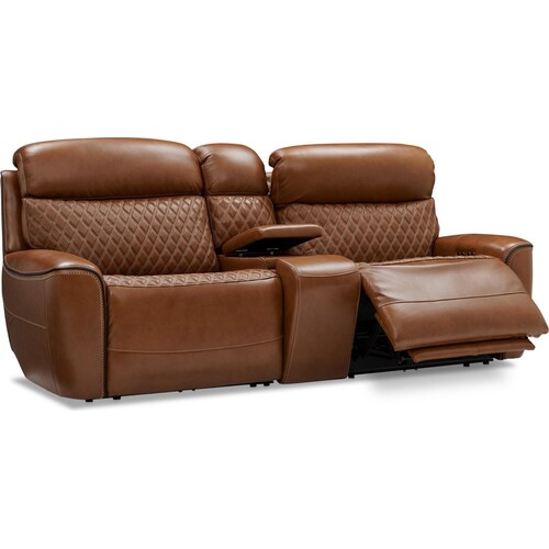 Cabrera Dual-Power Loveseat With Console - Brow