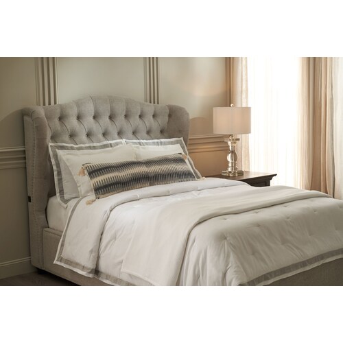 Ace Linen Queen Comforter Set - White\/Gra