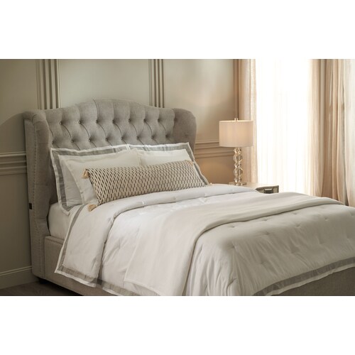 Ace Linen Queen Comforter Set - White\/Gra