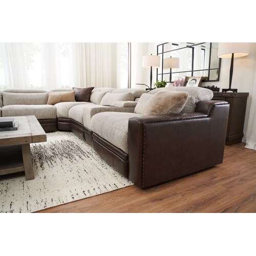 Bridgeport 6-Piece Dual-Power Reclining Sectional with 3 Reclining Seats - Brow