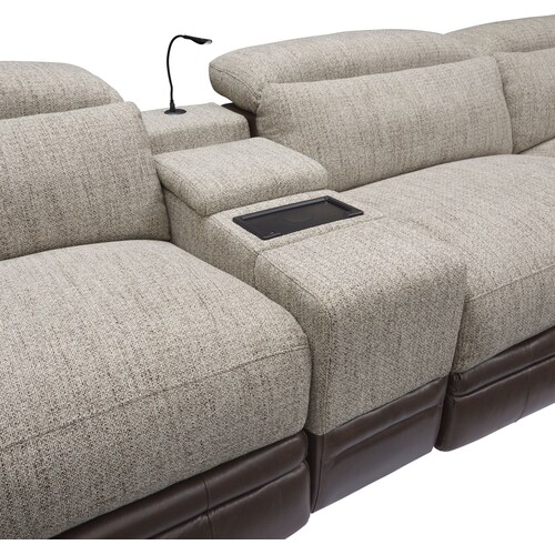 Bridgeport 6-Piece Dual-Power Reclining Sectional with 3 Reclining Seats - Brow