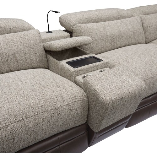 Bridgeport 6-Piece Dual-Power Reclining Sectional with 3 Reclining Seats - Brow