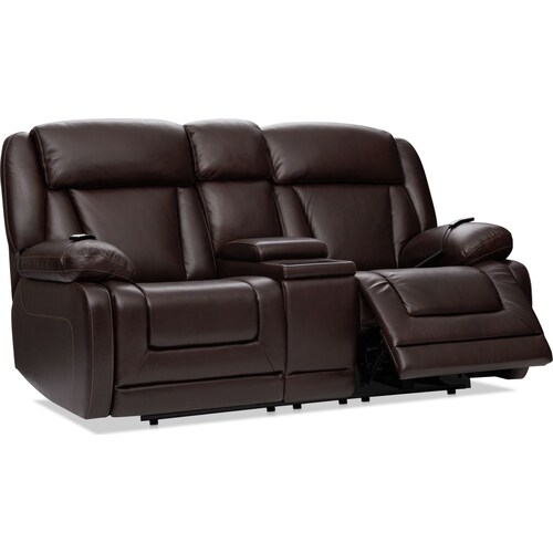 Palermo Triple-Power Reclining Loveseat with Console - Brow