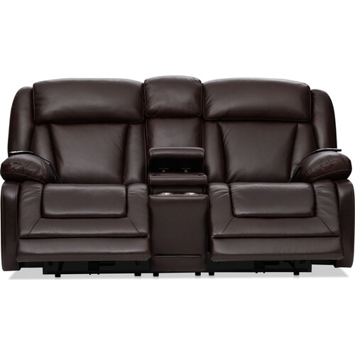 Palermo Triple-Power Reclining Loveseat with Console - Brow 4 Palermo Triple-Power Reclining Loveseat with Console - Brow